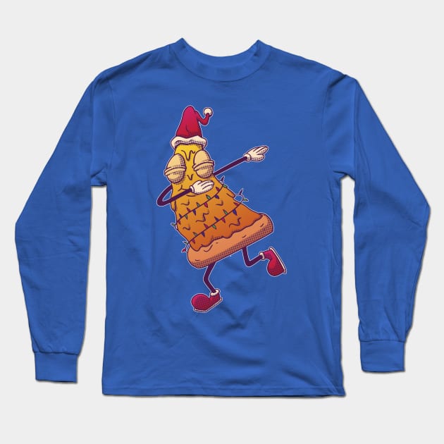 Dabbing Pizza Christmas Tree Lights Xmas Funny Boys Men Gift Long Sleeve T-Shirt by Kali Space